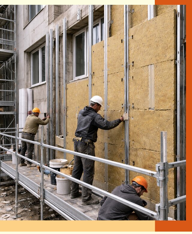 Утепление вентилируемого фасада в Новокузнецке от 5753 руб/м2 — монтаж и утепление вентфасад | ТепломастерНвк
